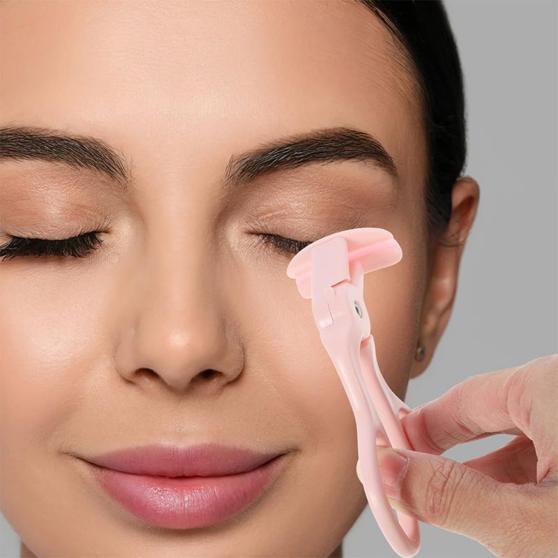 Soft Pink Wide Angle Eyelash Curler Set Of 2 No Pinching Comfortable Curling Portable Makeup Tool - Image 5