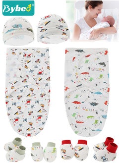 Bybeo 8 PCS Baby Swaddle Blanket Wrap Cap Gloves and Foot Straps Set Newborn Infant Sleep Sack With Caps 100% Breathable Cotton 0-4 Month  - Image 1