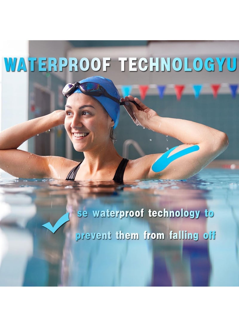 انسجام 40 قطعة من شرائط شريط الحركة المقطوعة مسبقًا بأربعة ألوان 2 بوصة × 10 بوصة شريط رياضي قطني شريط حركي شريط مرن للعضلات شريط رياضي شريط الركبة للتمرين والاستخدام اليومي - Image 5