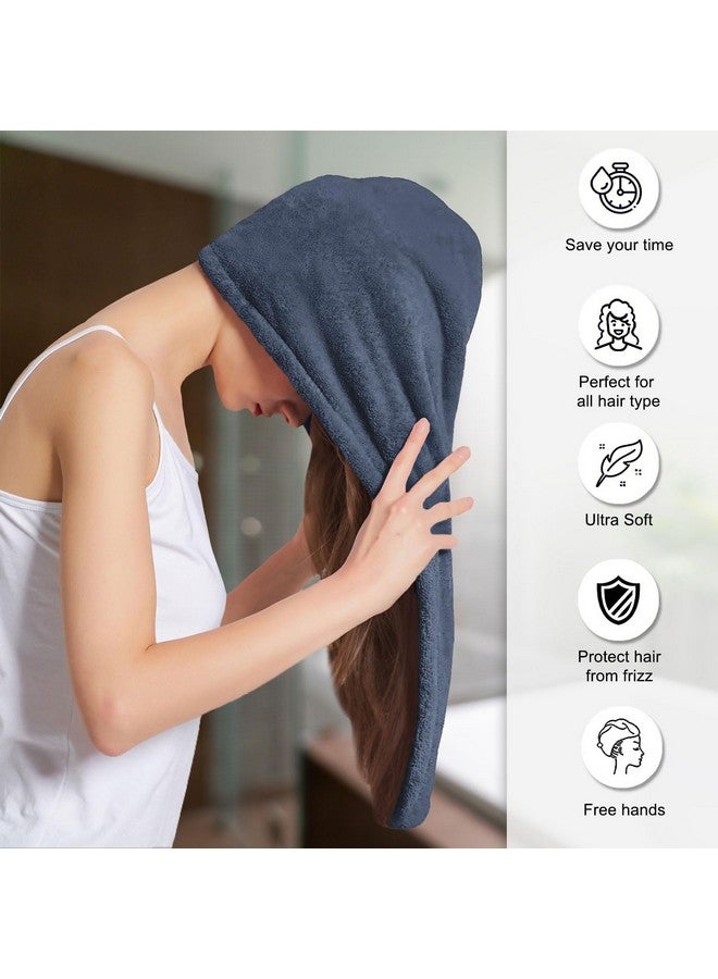 Sassoon Sassoon Venir Microfiber Hair Wrap Towel for Women (Denim Color, Free Size) with Smooth Texture Super Absorbent Quick Dry Hair Turban for Drying Hair - Image 2