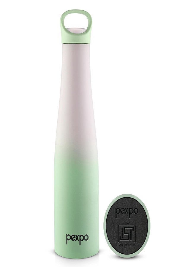 Pexpo Morocco Pro 700 ISI Certified Stainless Steel Insulated Flask - 600ml | Double Wall Water Bottle for Girls | Hot & Cold | Ideal for School, Travel, Gym, Office - Green - Purple Ombre - Image 1