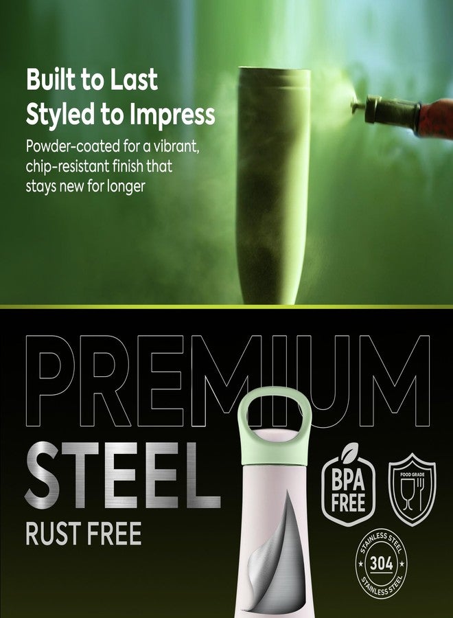 Pexpo Morocco Pro 700 ISI Certified Stainless Steel Insulated Flask - 600ml | Double Wall Water Bottle for Girls | Hot & Cold | Ideal for School, Travel, Gym, Office - Green - Purple Ombre - Image 4