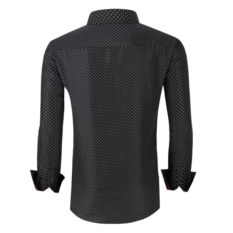 Alex Vando Mens Printed Dress Shirts Easy Care Long Sleeve Button Down Shirt,Black 124,L - Image 3