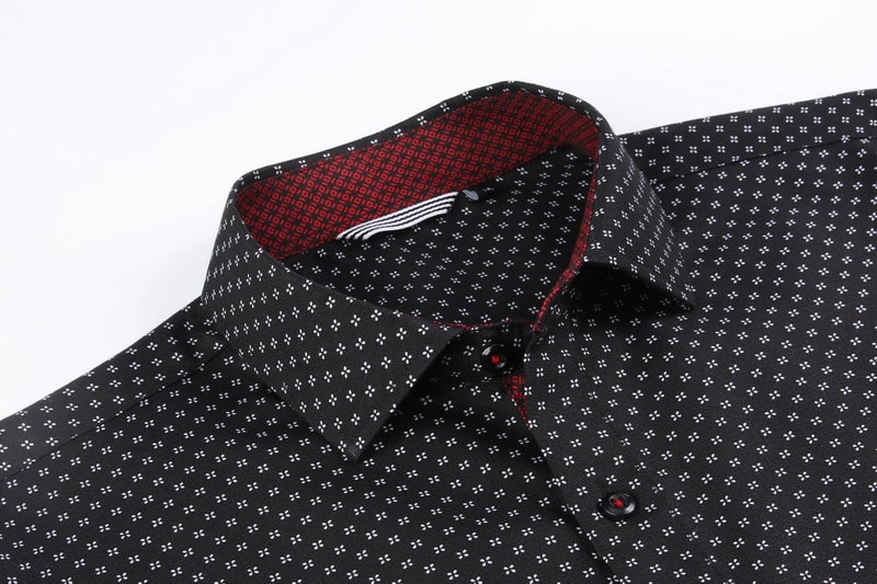 Alex Vando Mens Printed Dress Shirts Easy Care Long Sleeve Button Down Shirt,Black 124,L - Image 4