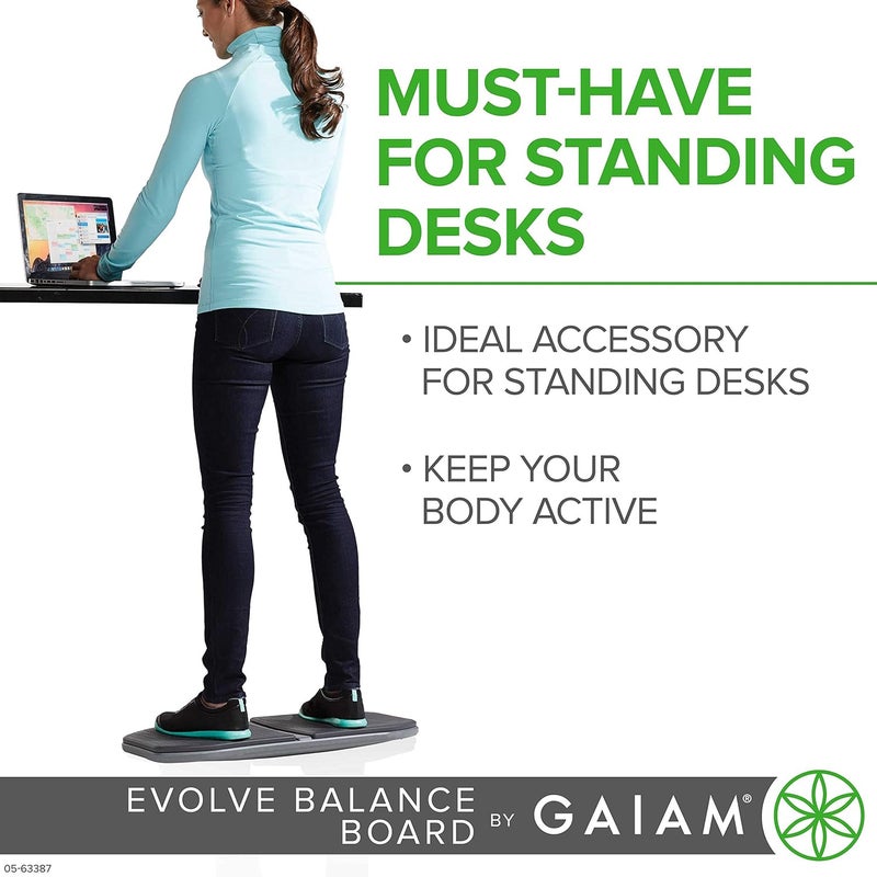 Gaiam Evolve Balance Board Standing Desk Anti Fatigue Wobble Board for Home Office Physical Therapy Exercise Equipment Stability Rocker for Constant Movement Increase Focus Floor Mat Alternative - Image 2