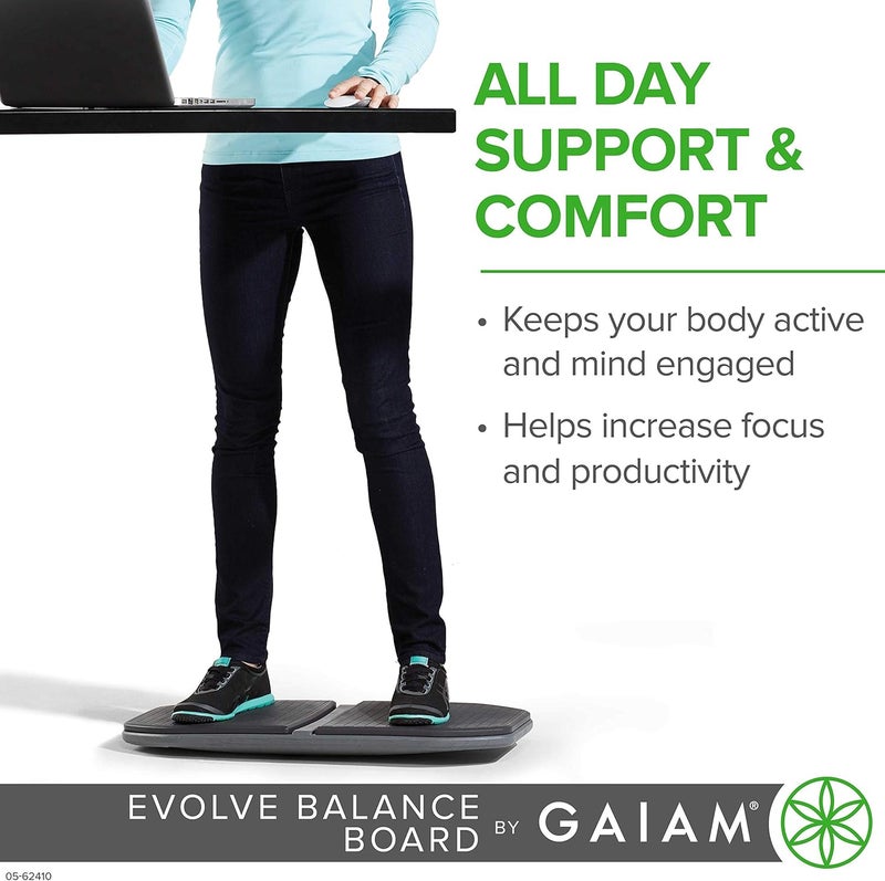 Gaiam Evolve Balance Board Standing Desk Anti Fatigue Wobble Board for Home Office Physical Therapy Exercise Equipment Stability Rocker for Constant Movement Increase Focus Floor Mat Alternative - Image 5