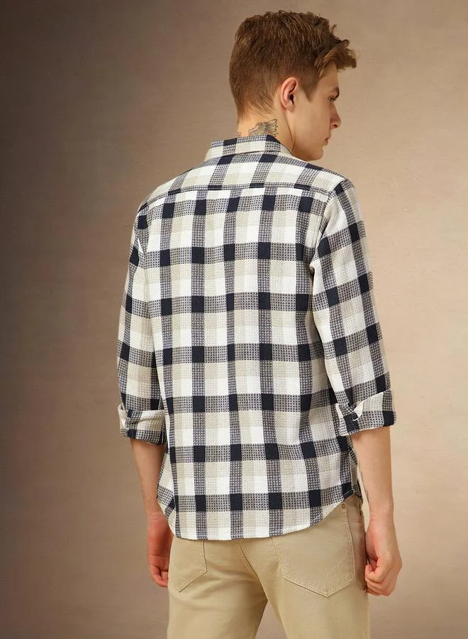 Dennis Lingo Men's Multicolour Polyester Blend Solid Textured Relaxed Shirt