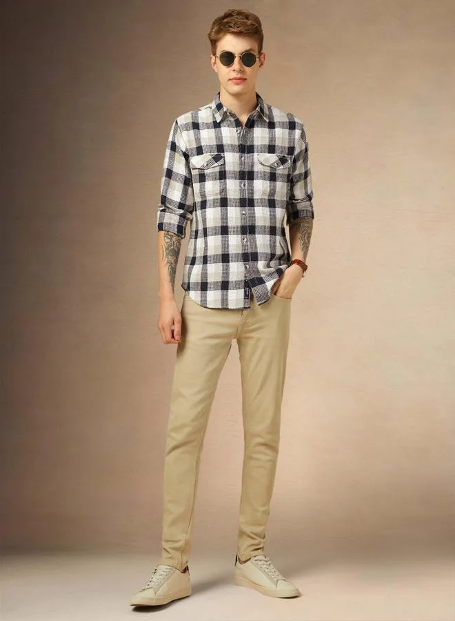 Dennis Lingo Men's Multicolour Polyester Blend Solid Textured Relaxed Shirt