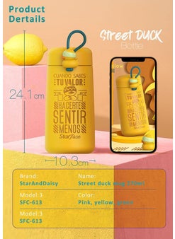 StarAndDaisy StarAndDaisy Smart Kids School Water Bottle SUS Insulated Thermos (Starface-2 Yellow)  - Image 2