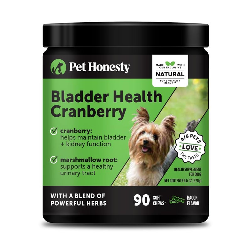 Pet Honesty صحة المثانة من التوت البري للكلاب - يحتوي على مكونات نشطة - التوت البري و D-مانوز لدعم صحة الجهاز البولي للكلاب، دعم المثانة للكلاب، ودعم الكلى للكلاب (لحم مقدد) - Image 1