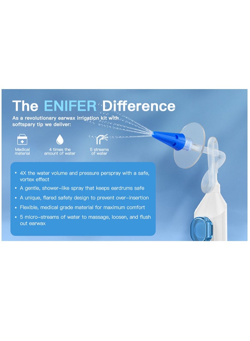 XiuWoo Water Ear Wax Removal Kit, Ear Cleaner, Ear Wax Remover, Ear Irrigation, Ear Syringe Kit Tools, Cerumen Control with Replaceable Tips, Quad-Stream Tips for Ear Clean, Ear Syringe Tools  - Image 5