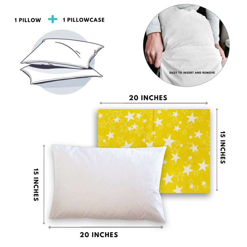 KRADYL KROFT Toddler Pillow with 100% Cotton Removable Cover - 20 X 15 Inches | Children Pillows | Baby Pillows - Yellow Star - Image 3