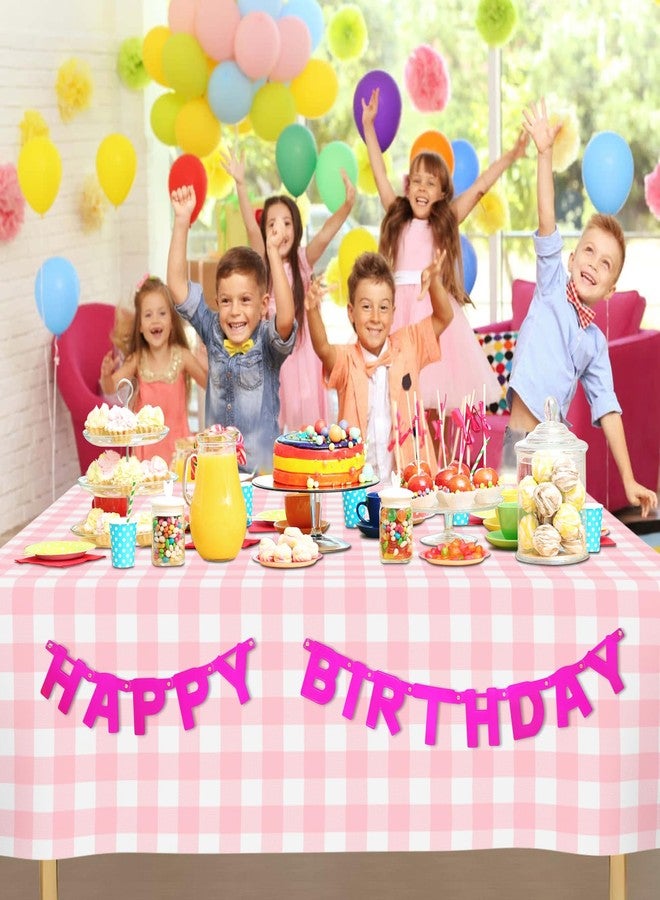 CINSOEN 2 Pack Gender Reveal Gingham Tablecloths Disposable Plastic Pink and Blue Checkered Tablecloth 54 x 108 Inch Rectangle Table Covers for Boy or Girl Gender Reveal Party Baby Shower Birthday Party - Image 2
