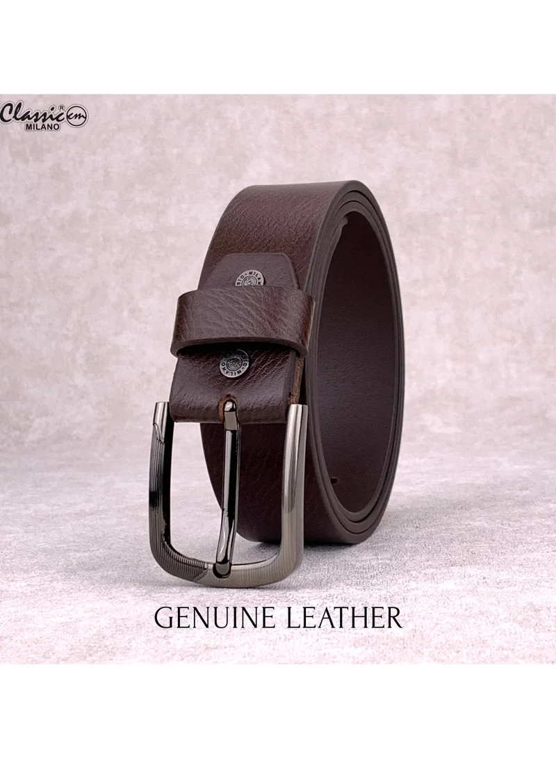 Classic Milano Brown (Crunch 40MM) Classic Milano Leather Belt for Men – Genuine Leather Mens Belt, Formal & Casual Dress Belt Men with Gift Box, Adjustable Men's Belts, Office & Daily Wear for Men | Best Price UAE