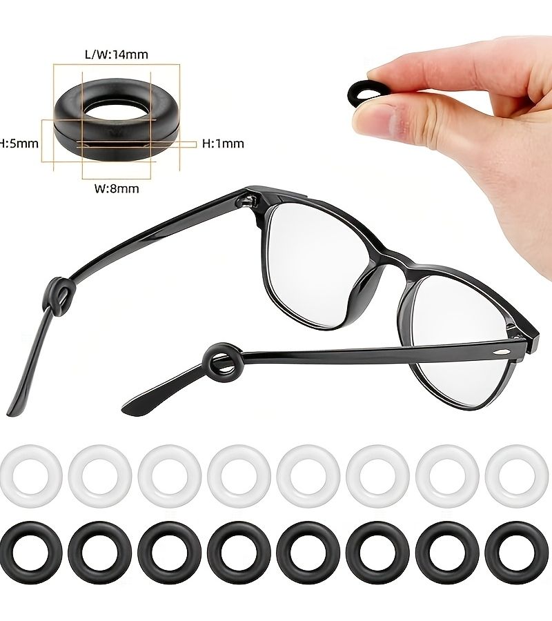 52 Pcs Black And White Anti Slip Silicone Ear Hooks Nose Pads For Glasses - Image 5