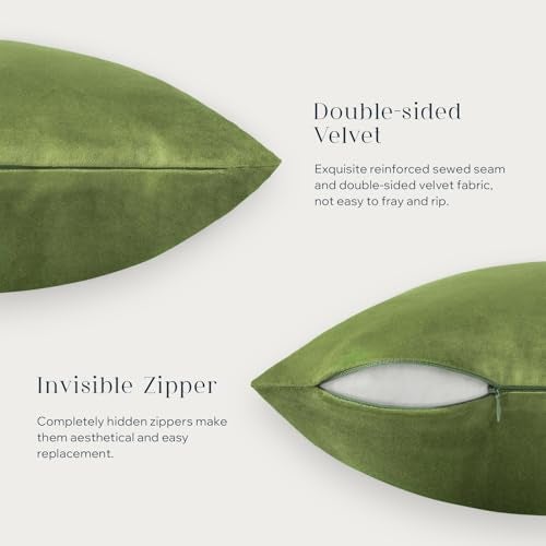 Phantoscope Pack of 2 Velvet Decorative Throw Decorative Pillow Cover Soft Solid Square Cushion Case for Couch Green 26 x 26 inches 65 x 65 cm - Image 4