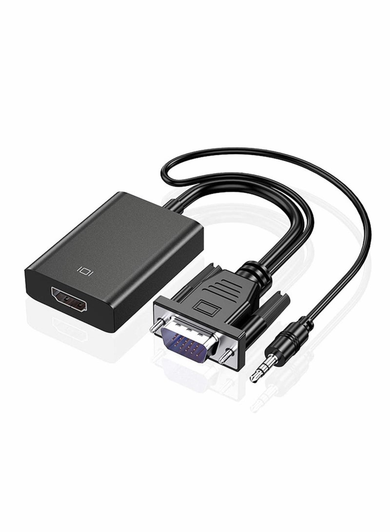 Captaintech VGA to HDMI Adapter with 3.5mm Audio Port, Converter Cable with Audio 1080P Convert VGA Source PC to HDMI Connector of Monitor TV Display, Fit for Old Computer, Laptop, Projector to HDMI Display - Image 1