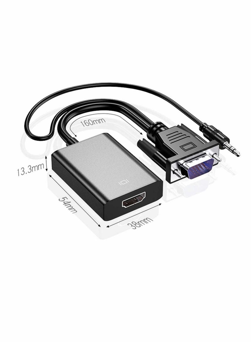 Captaintech VGA to HDMI Adapter with 3.5mm Audio Port, Converter Cable with Audio 1080P Convert VGA Source PC to HDMI Connector of Monitor TV Display, Fit for Old Computer, Laptop, Projector to HDMI Display - Image 5