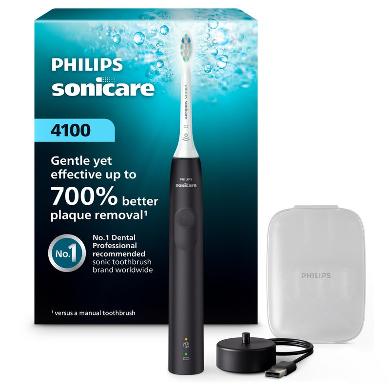 Philips Sonicare 4100 Rechargeable Electric Toothbrush Advanced Plaque Removal Pressure Sensor Includes Brush Head Case Black BD5003AZ - Image 2