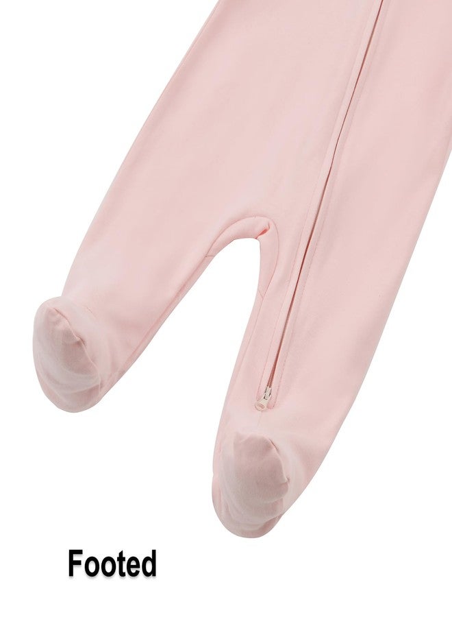 Aablexema Baby Organic Cotton Footed Pajamas 2 Way Zip Preemie Newborn One Piece Long Sleeve Onesie Pjs(Pink Set,Preemie) - Image 5