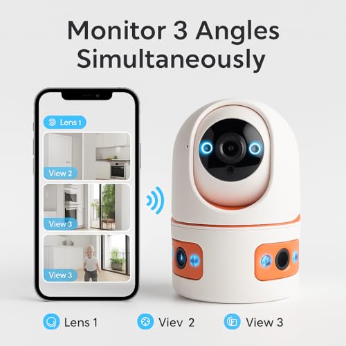 JK Vision V380 3 Lens Camera Smart WiFi 1080P Full HD Indoor Security Camera | 360° Pan Tilt Wireless IP Camera with Night Vision, Motion Detection, Two-Way Audio, Cloud & SD Card Storage. - Image 4