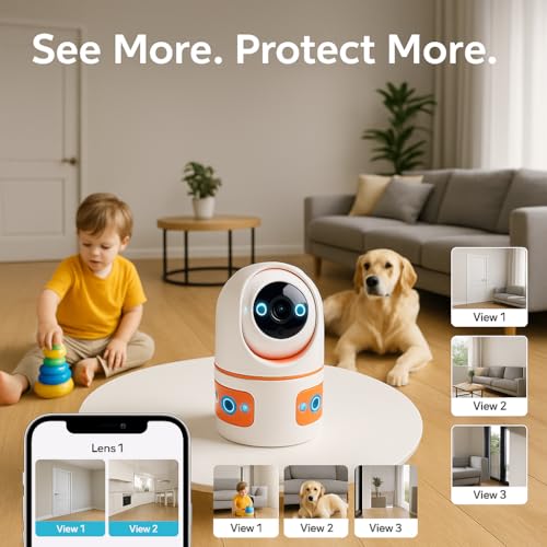 JK Vision V380 3 Lens Camera Smart WiFi 1080P Full HD Indoor Security Camera | 360° Pan Tilt Wireless IP Camera with Night Vision, Motion Detection, Two-Way Audio, Cloud & SD Card Storage. - Image 2
