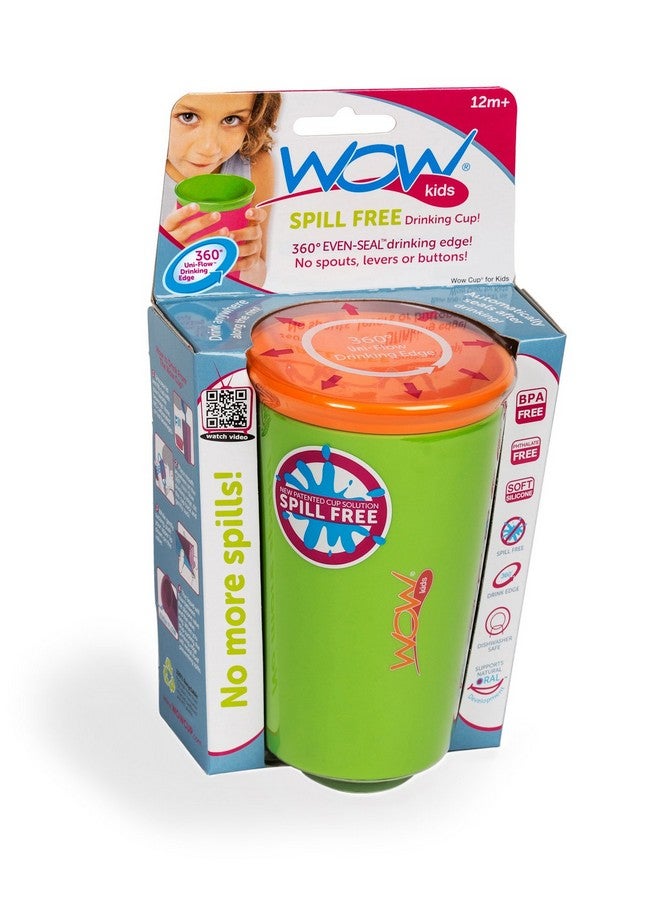 WOW GEAR كوب واو للأطفال كوب شرب 360 أصلي، أخضر مع غطاء برتقالي، 9 أونصات - Image 2