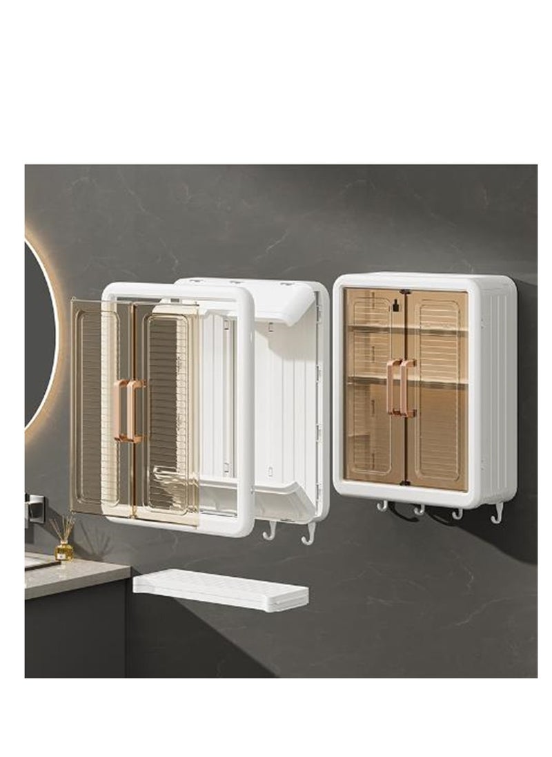 Golden Makeup Organizer Cosmetic Rack Large Bathroom Shelf for Skin Care Wall Mounted Storage Shelves for Bedroom Bathroom Kitchen Laundry Room No Drilling Needed (White)  - Image 4