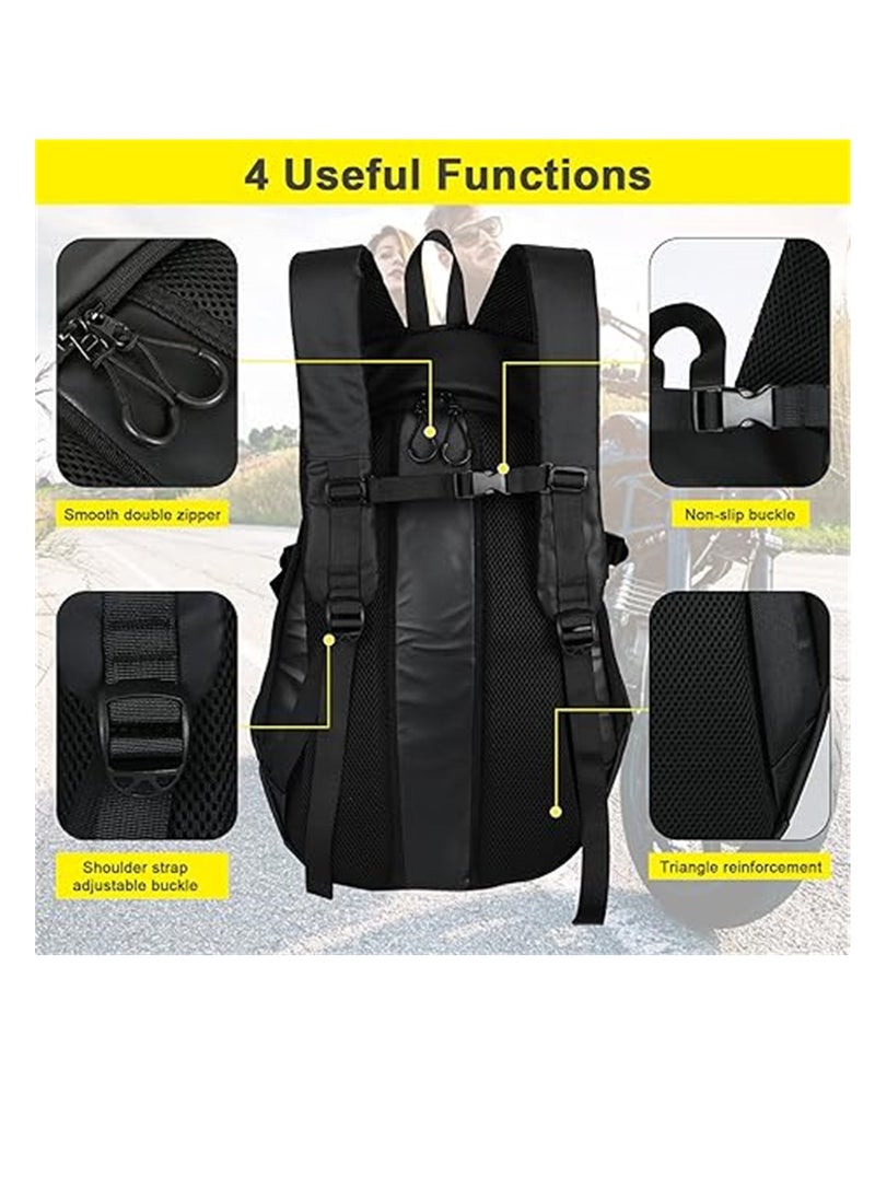 SYOSI - Motorcycle Helmet Backpack, Waterproof Riding Helmet Holder Storage Bag, Large Capacity Cycling Bag for Outdoor Cycling Travel Sports, 1 Pcs, Black - Image 1