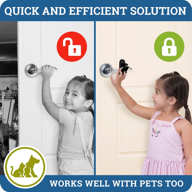 Wappa Baby Door Lever Lock (2 Pack) Prevents Toddlers from Opening Doors. 3.25" L * 1.5" W * 4.5" H Easy One Hand Operation for Adults. Durable ABS with 3M Adhesive Backing. Simple Install, Black - Image 4