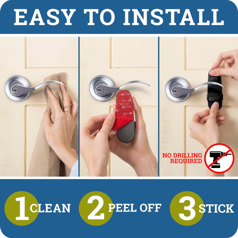 Wappa Baby Door Lever Lock (2 Pack) Prevents Toddlers from Opening Doors. 3.25" L * 1.5" W * 4.5" H Easy One Hand Operation for Adults. Durable ABS with 3M Adhesive Backing. Simple Install, Black - Image 3