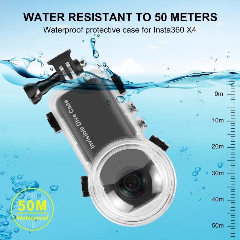 Waterproof Housing For Insta360 X4: 50M Depth Protection, Seamless 360-Degree Vision, Crystal Clear PMMA Lens - Durable 10H PC Shell for Diving, Snorkeling, Water Sports - Image 3