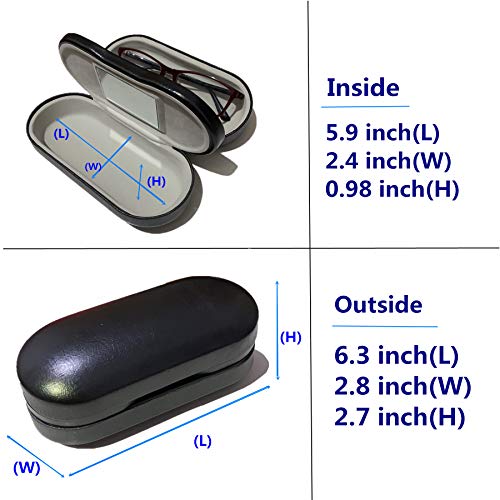 Tiger007 Dual Glasses Case for Two Frames - Classic Clamshell 2 Eyeglasses Case - Built-In Mirror (Black) - Image 4