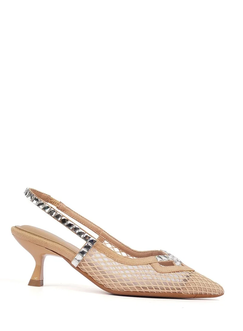 Cuple Sling back Healed Mesh Pumps