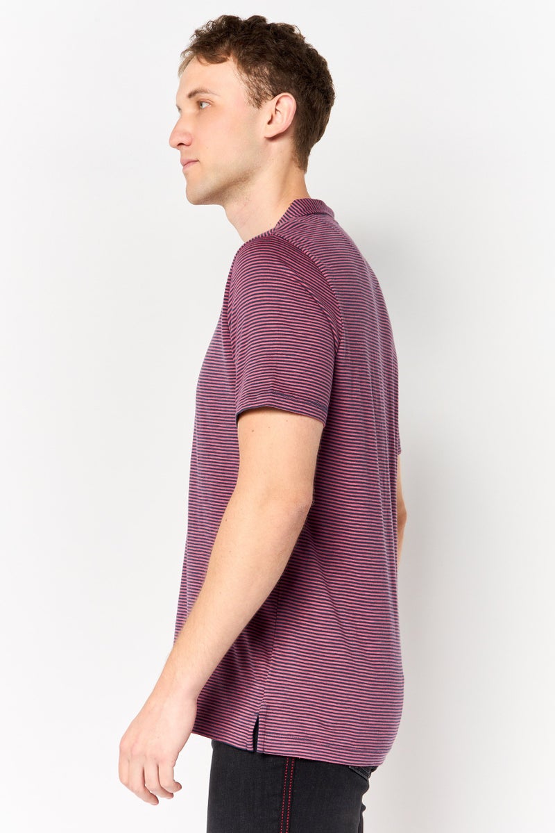 Project Essentials Men Straight Fit Short Sleeve Stripe Polo Shirt, Multicolor - Image 4