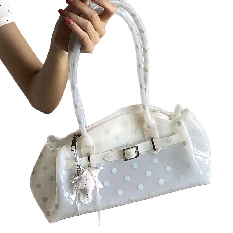 Clear PVC Tote Bag with Polka Dots, Large Capacity for Commute - Image 5