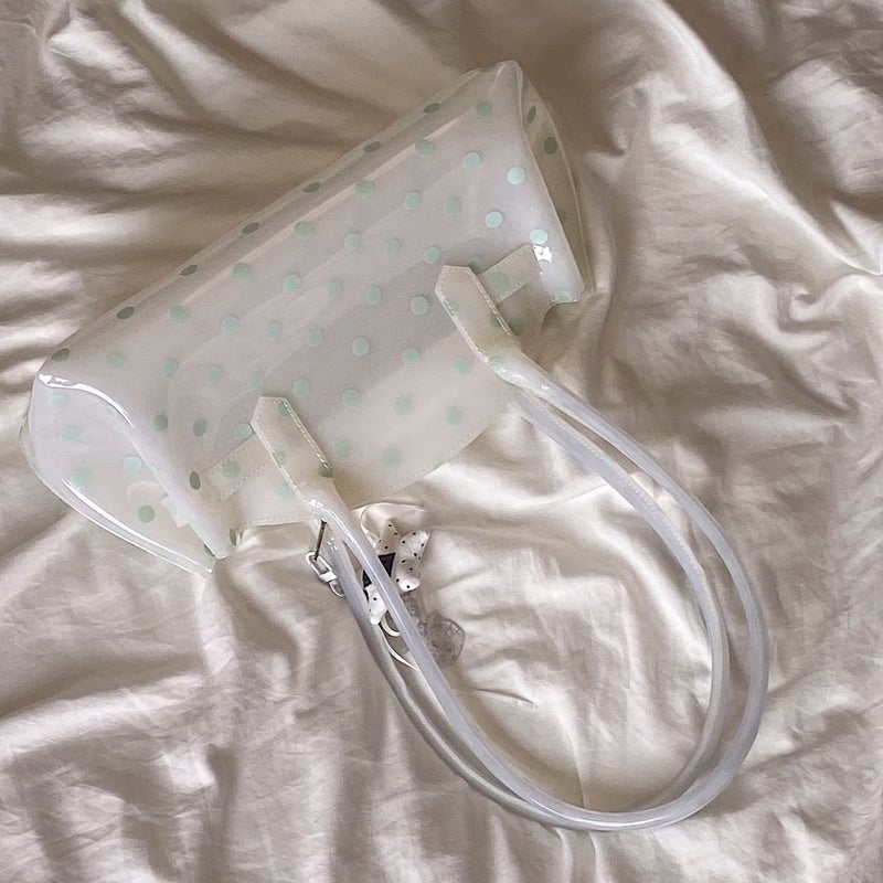 Clear PVC Tote Bag with Polka Dots, Large Capacity for Commute - Image 4
