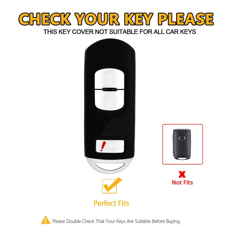FT FUNTOR for Mazda Key Cover,3 Buttons TPU Key Cover with Silver Edge,Compatible with Mazda 3 6 CX-3 CX-5 CX-7 CX-9 with Keychain (B-Pink) - Image 2