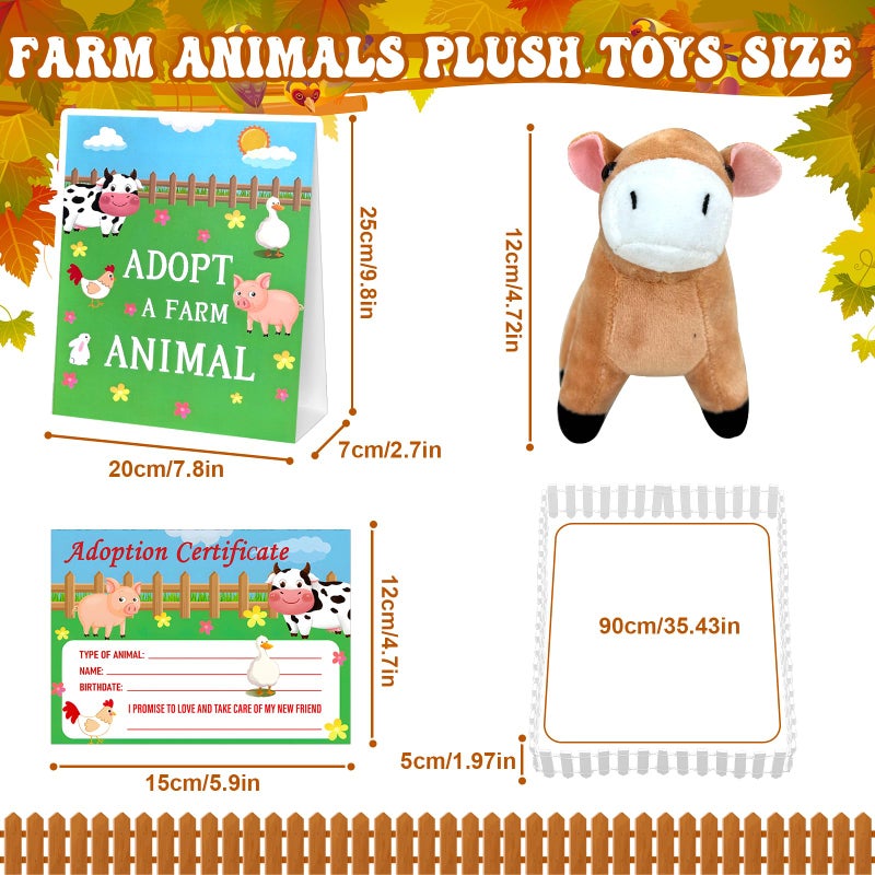 Jiytivity 63 Pcs Farm Animal Party Favors Include 20 Mini Stuffed Animals 20 Foldable Farm Boxes 20 Adoption Card 1 Adopt Sign 2 Fence for Adopt a Farm Animal Adopt a Pet Party Favors - Image 2