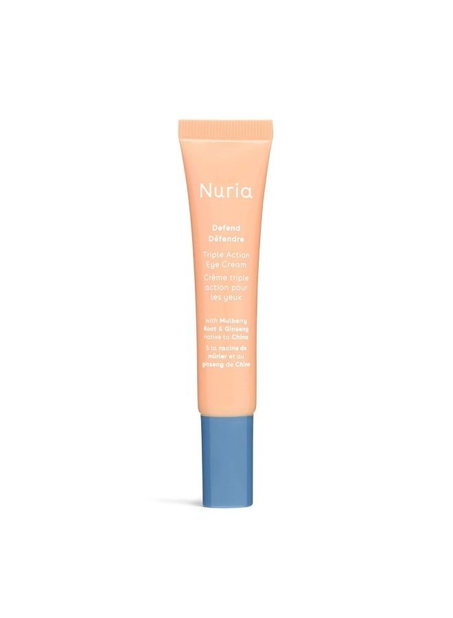 Nuria Defend Triple Action Eye Cream for Dark Circles, Puffiness and Fine Lines, Nourishing Under Eye Cream with Ginseng and Mulberry Root, 15mL/0.5 fl oz - Image 1