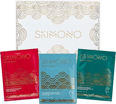 Skimono مجموعة ماسكات ترطيب متقدمة من سكي مونو - 3 ماسكات للوجه واليدين والقدمين مع الألوة فيرا والخيار وزبدة الشيا - Image 1