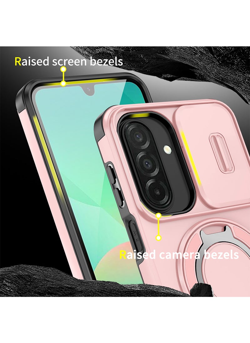 Phone Case for Galaxy A57 with Camera Cover and Ring Holder,Magnetic Car Mount Compatible, Hard Back + Soft Edge Shockproof Protective Cover,Pink - Image 5