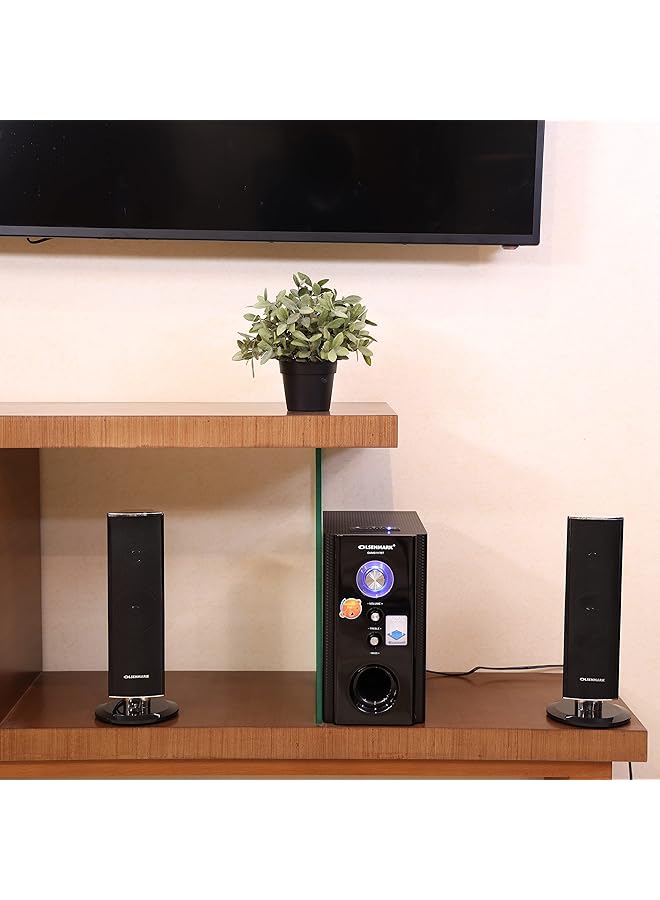 Olsenmark High Power 2.1 Professional Speaker Multimedia Speaker System With Subwoofer Usb Sd Fm Bt Â€“ Led Display Speakers For Computers Laptop Tv Tablet Music Player Â€“ Remote Controller - Image 4