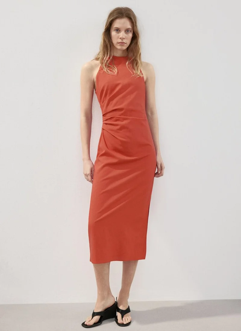 MANGO Draped Midi-Dress
