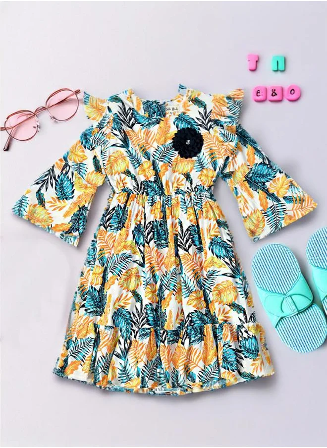 بيلا مودا All-Over Print Floral Applique Tiered Dress