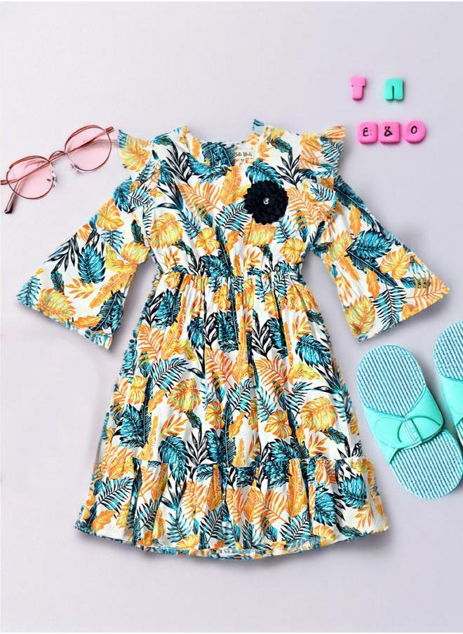 BELLA MODA - All-Over Print Floral Applique Tiered Dress by Styli - Image 1