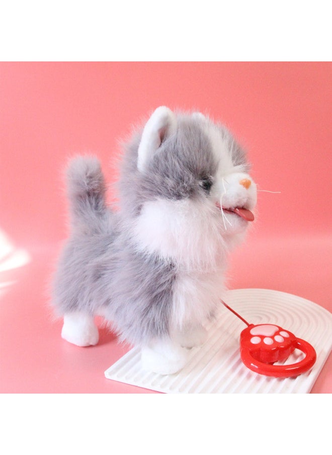 Children's Electric Simulation Girl Pet Licking Meow Electronic Kitten Doll Plush Toy Birthday Gift Wholesale-Color:Gray  - Image 1