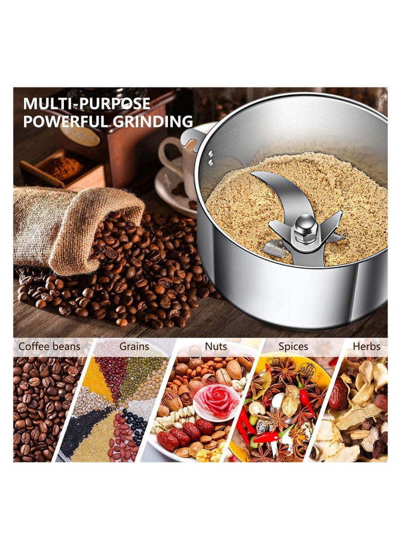 عربست طاحونة حبوب كهربائية، طاحونة متعددة الوظائف 150g مع 650W عالية الطاقة لحبوب القهوة / الفانيليا / التوابل / المكسرات / الحبوب الطحن السريع،طاحونة حبوب القهوة الكهربائية من الفولاذ المقاوم للصدأ للاستخدام المنزلي - Image 2