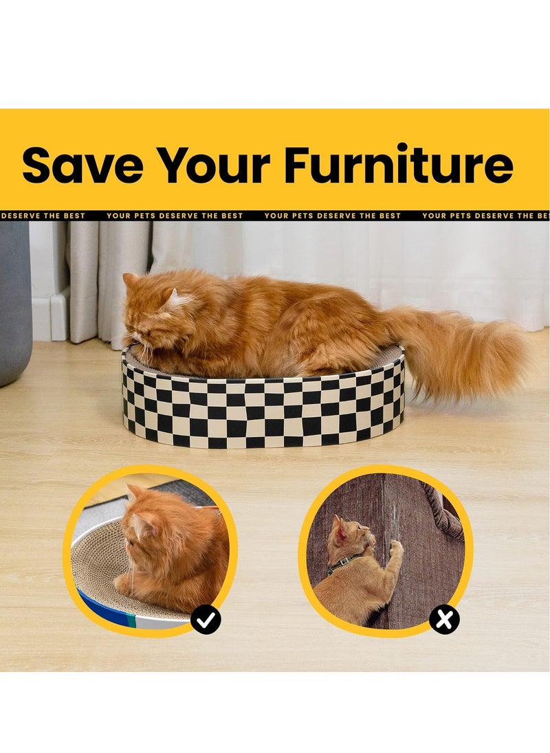 MissTiara Oval Cat Scratcher Cardboard Bowl Nest,Cat Scratch Pad Corrugated Lounge Cat Bed for Indoor Cats Grinding Claw,Cat Furniture for Couch & Carpets & Sofas 50x30x10cm  - Image 3
