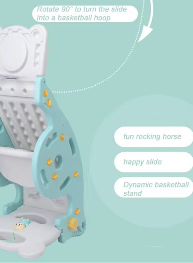 3-in-1 Rocking Horse, Multifunctional Baby Rocking Chair, Can Be Used As A Slide, Basketball Stand, Suitable For 1-6 Years Old Boys and Girls（Pink）